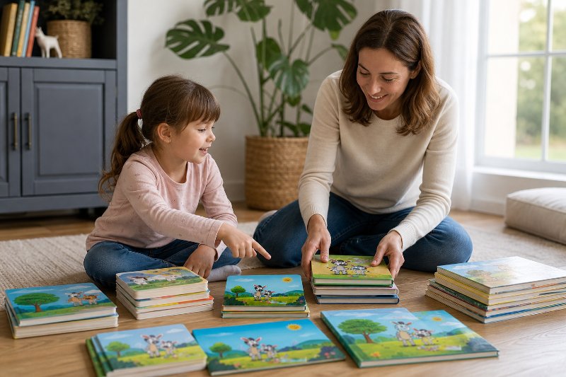 what are the best books for kids? Parent and child sort board books, picture books, and early readers