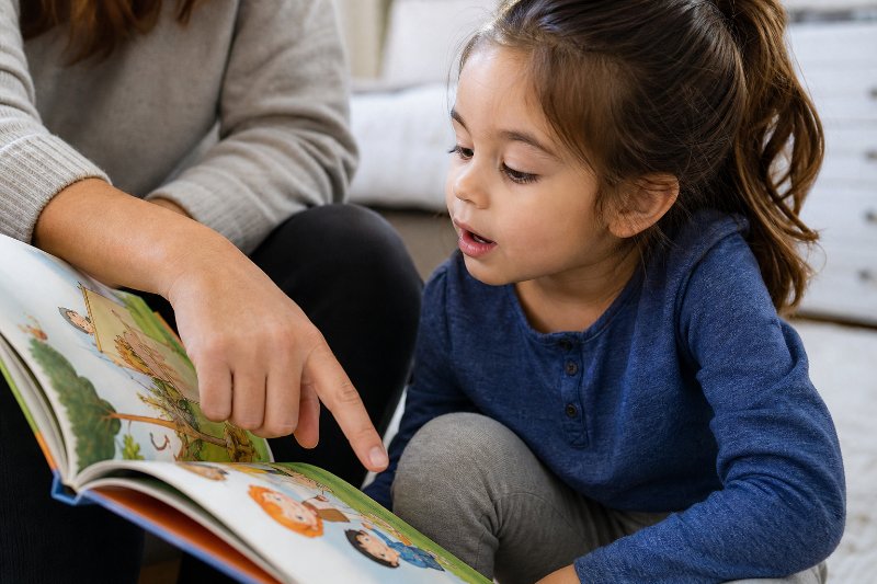 SEL books for parents and educators as a parent and child discuss a picture book together