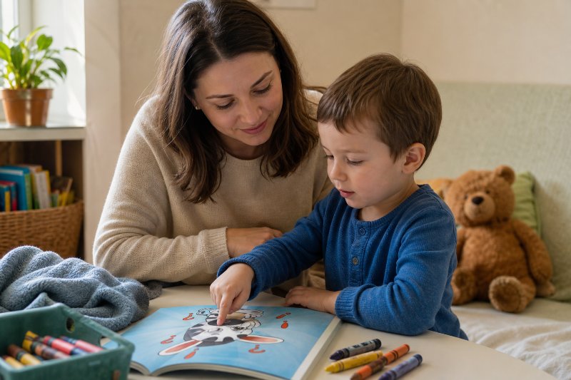 social emotional learning books Portland shared reading moment with caregiver and child
